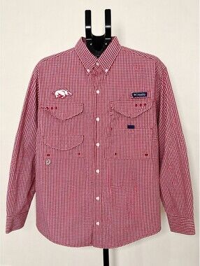Columbia PFG Mens Vented  Shirt Super Bonehead Arkansas Razorbacks Medium. -085-